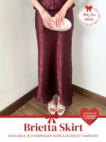 With Love The Brand x Adiella | BRIETTA SKIRT | Rok Wanita Panjang | Maxi Skirt Satin | Rok High Waist Elegant | Rok Pesta Wanita