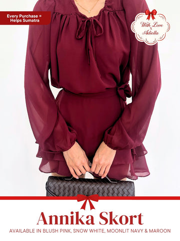 With Love The Brand x Adiella | ANNIKA SKORT | Rok Celana Wanita | Outfit Cewek Korean Look Elegan | Rok Ruffle Mini | Set Wanita Cute Feminine | Baju Set Cewek Premium | Skort Korea Wanita