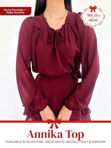 With Love The Brand | ANNIKA TOP | Atasan Wanita | Outfit Cewek Korean Look Elegan | Blouse Lengan Puff | Set Wanita Cute Feminine | Baju Set Cewek Premium